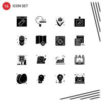 Pictogram Set of 16 Simple Solid Glyphs of ultrasound diagnostics school baby flower Editable Vector Design Elements