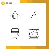 Set of 4 Modern UI Icons Symbols Signs for hanger light hotel cryptocurrency designing tools Editable Vector Design Elements