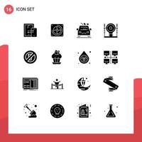 Universal Icon Symbols Group of 16 Modern Solid Glyphs of fasting generation car engineering define Editable Vector Design Elements