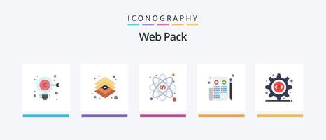 Paquete web Flat 5 Icon Pack que incluye interfaz de programación. web. herramientas. página. navegador. diseño de iconos creativos vector