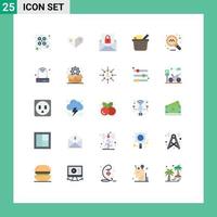 Flat Color Pack of 25 Universal Symbols of modem search email online checkout Editable Vector Design Elements