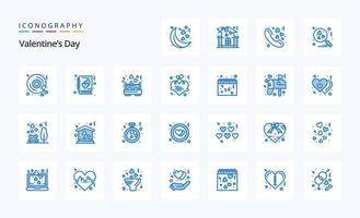 25 paquete de iconos azules del día de san valentín vector