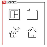 grupo de 4 colores planos de línea de relleno modernos establecidos para elementos de diseño vectorial editables de búsqueda de bucle de ventana de construcción de marco vector