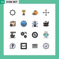 Universal Icon Symbols Group of 16 Modern Flat Color Filled Lines of configuration opposites orange navigation arrows Editable Creative Vector Design Elements