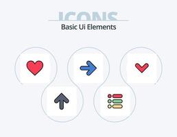 elementos básicos de la interfaz de usuario línea llena de iconos paquete 5 diseño de iconos. tarea. interfaz. flecha. información. i vector