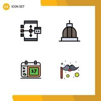 Set of 4 Modern UI Icons Symbols Signs for app greek development bank day Editable Vector Design Elements