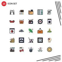 conjunto de 25 iconos de interfaz de usuario modernos signos de símbolos para elementos de diseño de vector editables de medios de estructura alámbrica de gestión de archivos estadounidenses