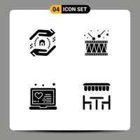 Mobile Interface Solid Glyph Set of Pictograms of appraisal online drum music resturant Editable Vector Design Elements