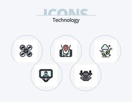 paquete de iconos llenos de línea de tecnología 5 diseño de iconos. . ciencia. verde. anteojos. entecnologia vector