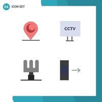 Mobile Interface Flat Icon Set of 4 Pictograms of minaret tools camera surveillance data Editable Vector Design Elements