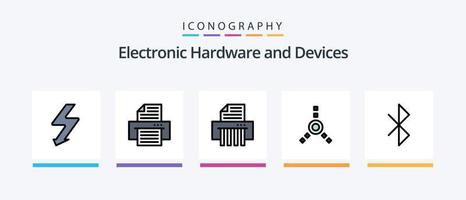 la línea de dispositivos llenó el paquete de 5 íconos que incluye . llamar. papel. diseño de iconos creativos vector