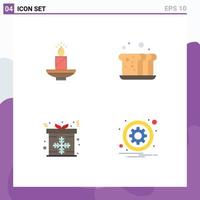 Modern Set of 4 Flat Icons and symbols such as candle bread easter wax meal Editable Vector Design Elements