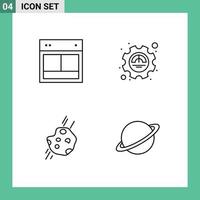 Group of 4 Filledline Flat Colors Signs and Symbols for design asteroid web excellency meteor Editable Vector Design Elements