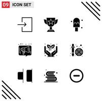 Modern Set of 9 Solid Glyphs and symbols such as investment growth cream social marketing Editable Vector Design Elements