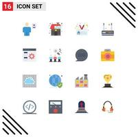 User Interface Pack of 16 Basic Flat Colors of app router power modem identity Editable Pack of Creative Vector Design Elements