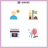 Stock Vector Icon Pack of 4 Line Signs and Symbols for anonymous wedding achieve fund balloon Editable Vector Design Elements