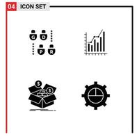 4 User Interface Solid Glyph Pack of modern Signs and Symbols of gdpr trends graph diagram box Editable Vector Design Elements