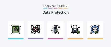 Data Protection Line Filled 5 Icon Pack Including . internet. scan. computer. search. Creative Icons Design vector