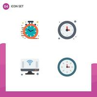 4 Universal Flat Icon Signs Symbols of fast computer office time iot Editable Vector Design Elements