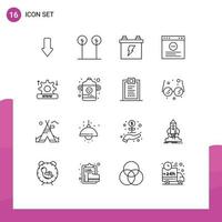 paquete de iconos vectoriales de stock de 16 signos y símbolos de línea para elementos de diseño vectorial editables del navegador del sitio web del acumulador de Internet del sistema vector