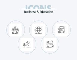 Business And Education Line Icon Pack 5 Icon Design. money. transaction. physics. company. organization vector