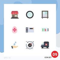 Universal Icon Symbols Group of 9 Modern Flat Colors of charge graphic window draw egg Editable Vector Design Elements