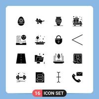 Universal Icon Symbols Group of 16 Modern Solid Glyphs of cyber monday greece garden jar ancient jar Editable Vector Design Elements