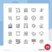 conjunto de 25 iconos modernos de la interfaz de usuario signos de símbolos para el monitor imac guardar computadora amor elementos de diseño vectorial editables vector