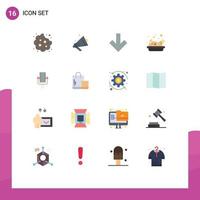 16 Thematic Vector Flat Colors and Editable Symbols of bag record down multimedia nachos Editable Pack of Creative Vector Design Elements