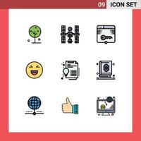 Universal Icon Symbols Group of 9 Modern Filledline Flat Colors of smile chat satellite login web Editable Vector Design Elements