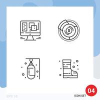 Set of 4 Commercial Filledline Flat Colors pack for computer bag web diagram punching Editable Vector Design Elements