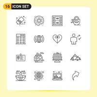 16 Creative Icons Modern Signs and Symbols of gallery passward film server lock Editable Vector Design Elements