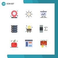 User Interface Pack of 9 Basic Flat Colors of business rack focus hosting graph Editable Vector Design Elements