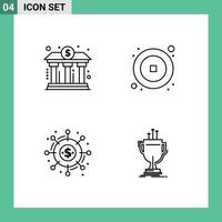 Mobile Interface Line Set of 4 Pictograms of bank campaign power chinese crowdsourcing Editable Vector Design Elements