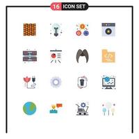 Set of 16 Modern UI Icons Symbols Signs for favorite perfection creative time clock Editable Pack of Creative Vector Design Elements