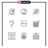 9 iconos creativos signos y símbolos modernos de chat interrogación máquina pregunta viajes elementos de diseño vectorial editables vector