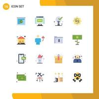 Mobile Interface Flat Color Set of 16 Pictograms of badge product news new ok Editable Pack of Creative Vector Design Elements