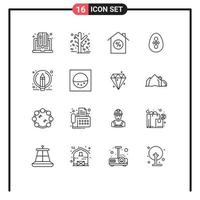 Universal Icon Symbols Group of 16 Modern Outlines of edit egg tree easter bird Editable Vector Design Elements