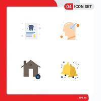 4 Creative Icons Modern Signs and Symbols of dentist buildings tooth imagination fire Editable Vector Design Elements
