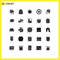 Set of 25 Modern UI Icons Symbols Signs for cash multimedia shop media light Editable Vector Design Elements