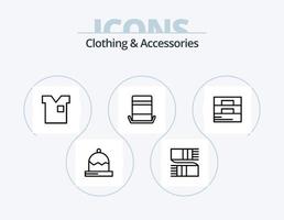 Clothing and Accessories Line Icon Pack 5 Icon Design. accessories. velg. wear. spare parts. top hat vector