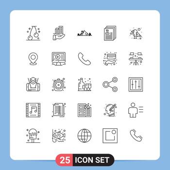 25 Universal Lines Set for Web and Mobile Applications carnival files landscape file account Editable Vector Design Elements