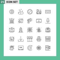 Universal Icon Symbols Group of 25 Modern Lines of estate type interface keyboard hospital Editable Vector Design Elements