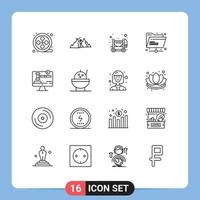 16 iconos creativos signos y símbolos modernos de copia digital derecha elementos de diseño vectorial editables de Internet compartidos concretos vector