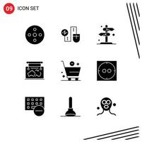 Editable Vector Line Pack of 9 Simple Solid Glyphs of guide map connection frame checkmark Editable Vector Design Elements