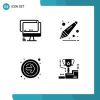 Set of 4 Modern UI Icons Symbols Signs for computer next imac education award Editable Vector Design Elements