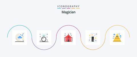 Magician Flat 5 Icon Pack Including illuminati. transformation. circus. magician. magic vector