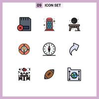 Pack of 9 creative Filledline Flat Colors of idea chat call pie disk Editable Vector Design Elements