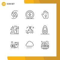 Set of 9 Vector Outlines on Grid for chemical lab chemical ui acid ribbon Editable Vector Design Elements