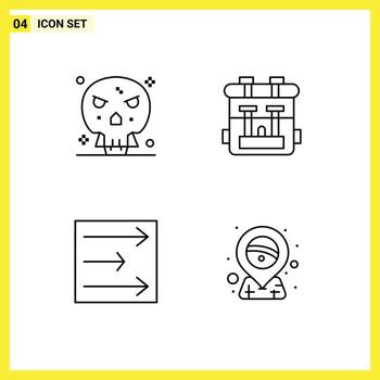 4 Universal Filledline Flat Colors Set for Web and Mobile Applications bones weather skull hobbies brazil Editable Vector Design Elements